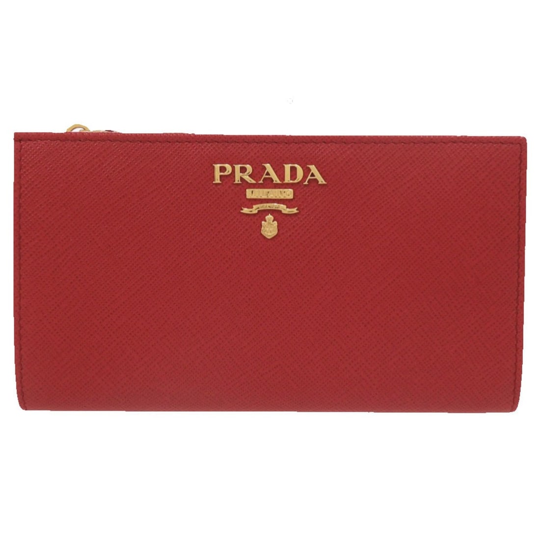 Excellent condition Prada Triangle Logo 1ML009QHHF068Z Gold hardware Sapphire leather Fuoco Red: --- Catalog ---Category: SizeSize (HxWxD): 9cm x 16cm x 3cm / 3.54'' x 6.29'' x 1.18''Category: DesignType: Wallet (bi-fold)Color: Fuoco, Red colorGender: WomenMaterial: Saffiano Category: GeneralMPN: