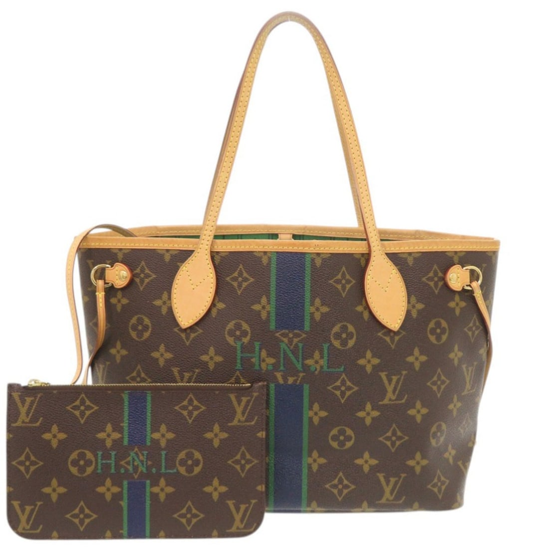 Louis Vuitton Neverfull PM Handbag with Pouch, Monogram Green Tote Bag LV 0934 LOUIS VUITTON: --- Catalog ---Category: SizeSize (HxWxD): 22cm x 28cm x 13cm / 8.66'' x 11.02'' x 5.11''Category: DesignType: Handbag, Tote bagColor: Brown, Green, MonogramGender: WomenMaterial: Monogram Category: