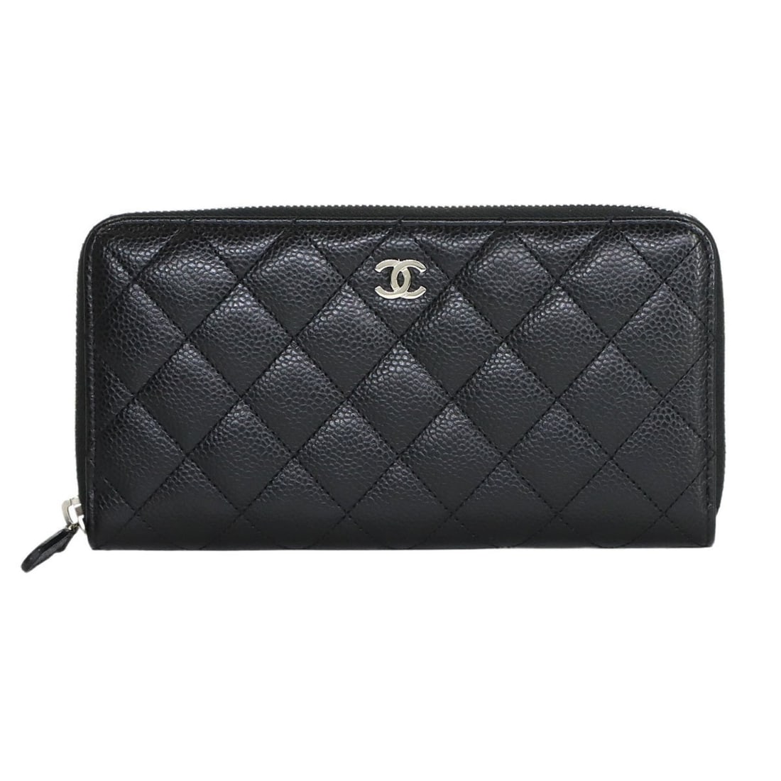 Chanel Matelasse Classic Long Zip Wallet, Round Caviar Leather, Black, A50097 (1 of 10)