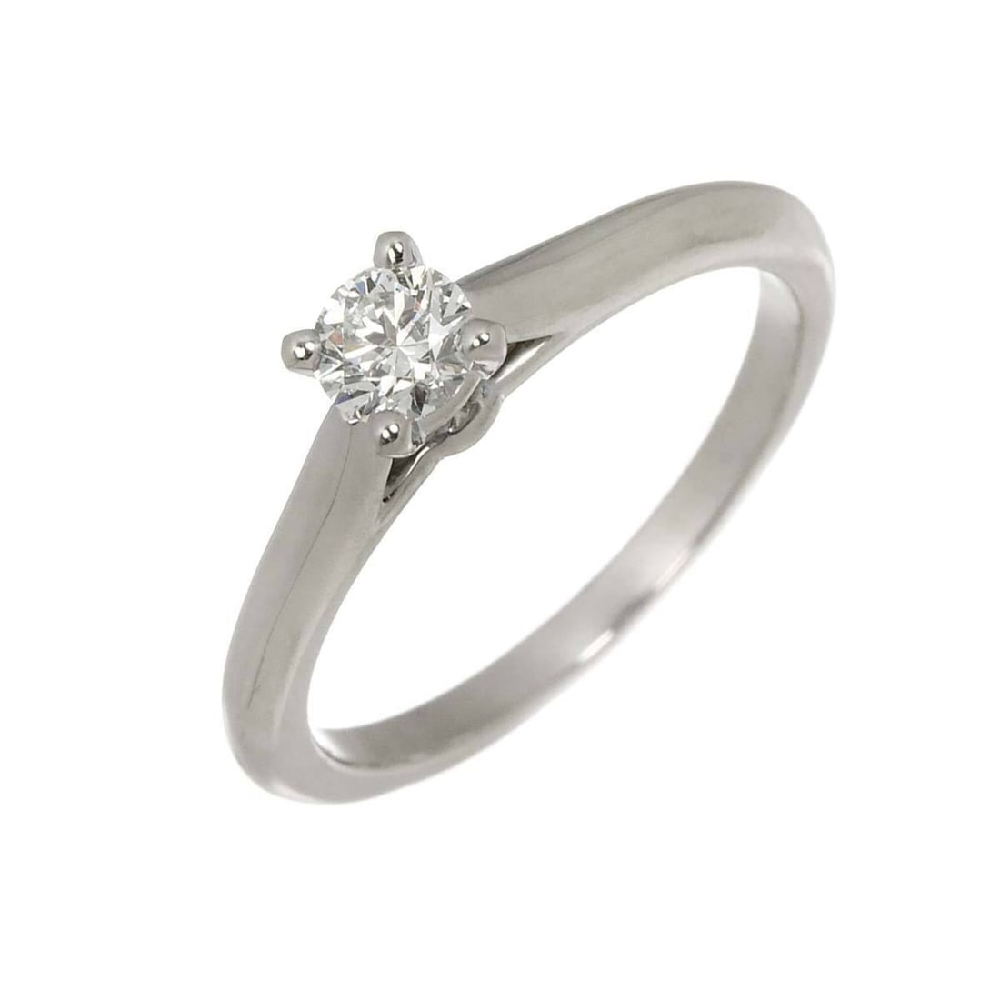 Cartier Solitaire Ring #49, 0.23ct Diamond, Platinum.: --- Catalog ---Category: SizeUS Size: 5Brand Size: 49Category: DesignType: Band ringGender: WomenMaterial: Platinum 950Category: GeneralBrand: Cartier--- Item List ---Section: ConditionRanking: Rank S