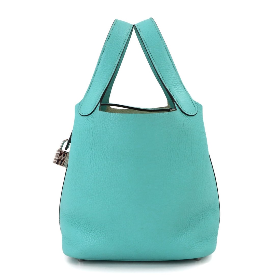 Hermes Picotin Lock 18 PM Handbag, Taurillon Clemence Leather, Blue Atoll, A Stamp, Silver Hardware. (1 of 10)