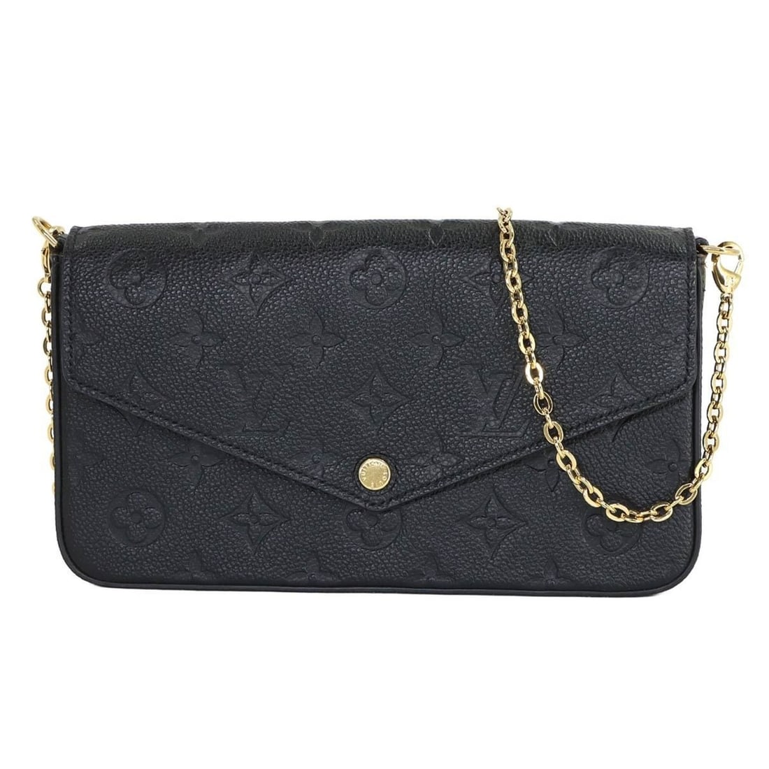 Louis Vuitton Monogram Empreinte Pochette Felice Chain Wallet Leather Noir M64064: --- Catalog ---Category: SizeSize (HxWxD): 12cm x 21.5cm x 3cm / 4.72'' x 8.46'' x 1.18''Category: DesignType: PochetteColor: NoirGender: WomenMaterial: Monogram Empreinte Category: GeneralMPN: M64064