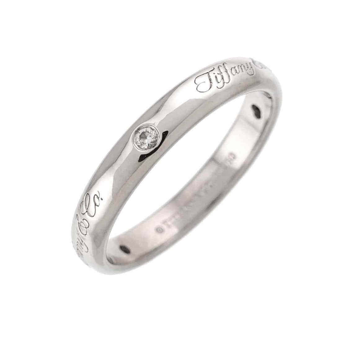 Tiffany & Co. Lucida Notes Band Ring, 3 Diamonds, Platinum. (1 of 15)