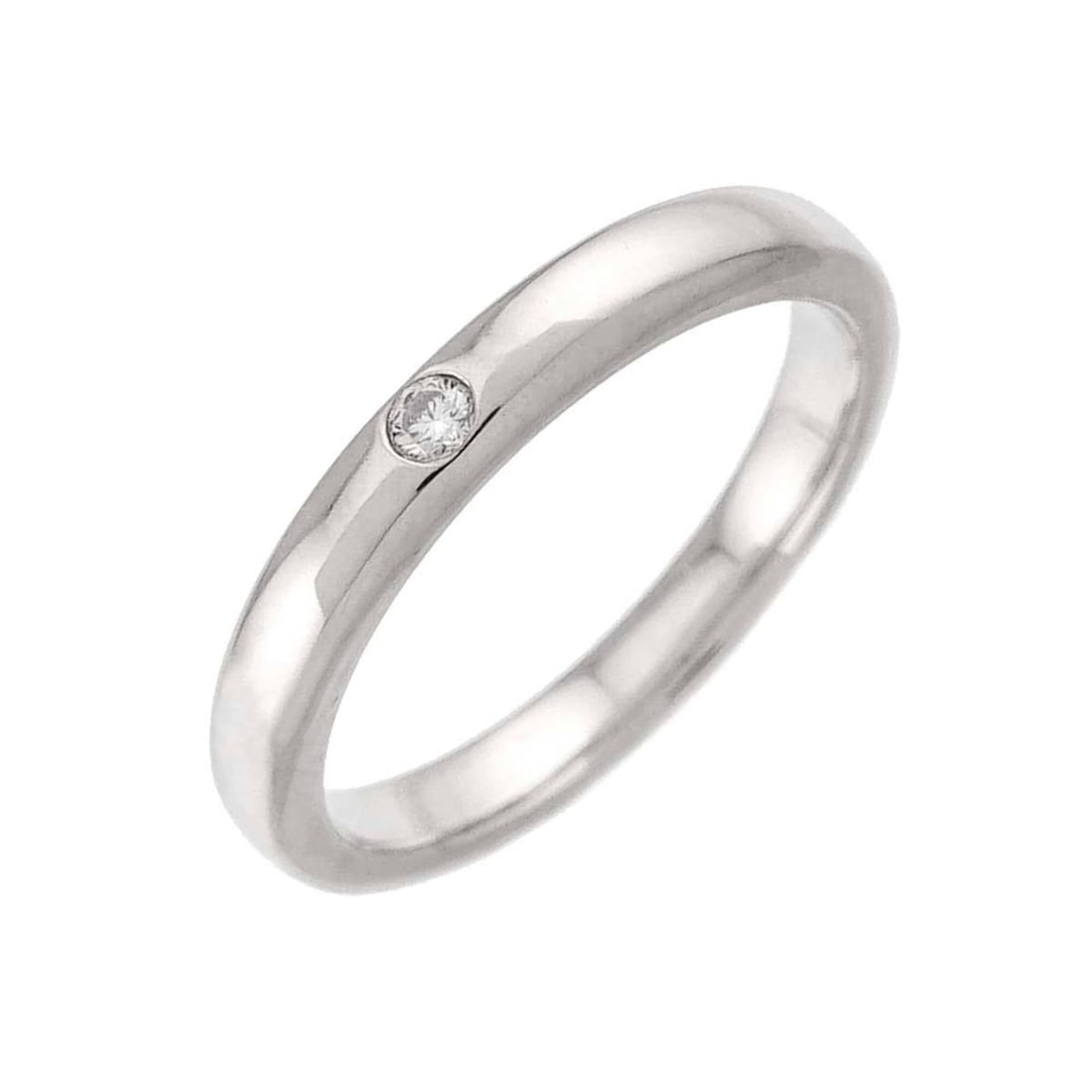 Tiffany & Co. Stacking Band Ring with 1 Diamond, Platinum.: --- Catalog ---Category: SizeJP Size: 6US Size: 3.5Category: DesignType: Band ringGender: WomenMaterial: Platinum 950Category: GeneralBrand: Tiffany--- Item List ---Section: ConditionRanking: Rank SA