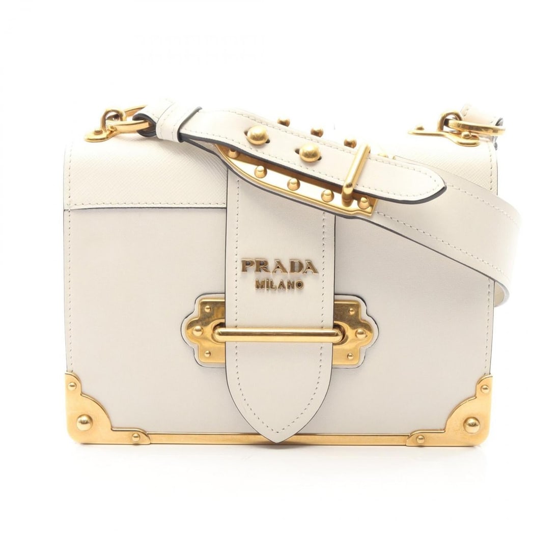 Prada PRADA Cahier Shoulder Bag Handbag Leather Saffiano Women's White 1BD045: --- Catalog ---Category: SizeSize (HxWxD): 15cm x 20cm / 5.9'' x 7.87''Category: DesignType: Handbag, Shoulder bagColor: WhiteGender: WomenMaterial: Leather , Saffiano Category: GeneralMPN: 1BD045Bran
