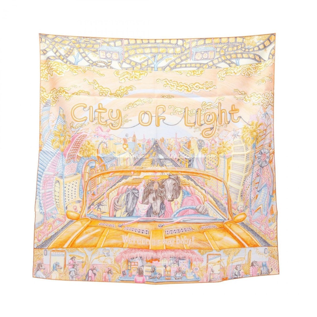 Hermes Carre 90 City of Light Scarf/Muffler, Silk, Women's, Orange/Multicolor: --- Catalog ---Category: SizeSize (LxW): 89cm x 89cm / 35.03'' x 35.03''Category: DesignType: ScarfColor: Multi-color, OrangeGender: WomenMaterial: Silk Category: GeneralBrand: Hermes--- Item List ---