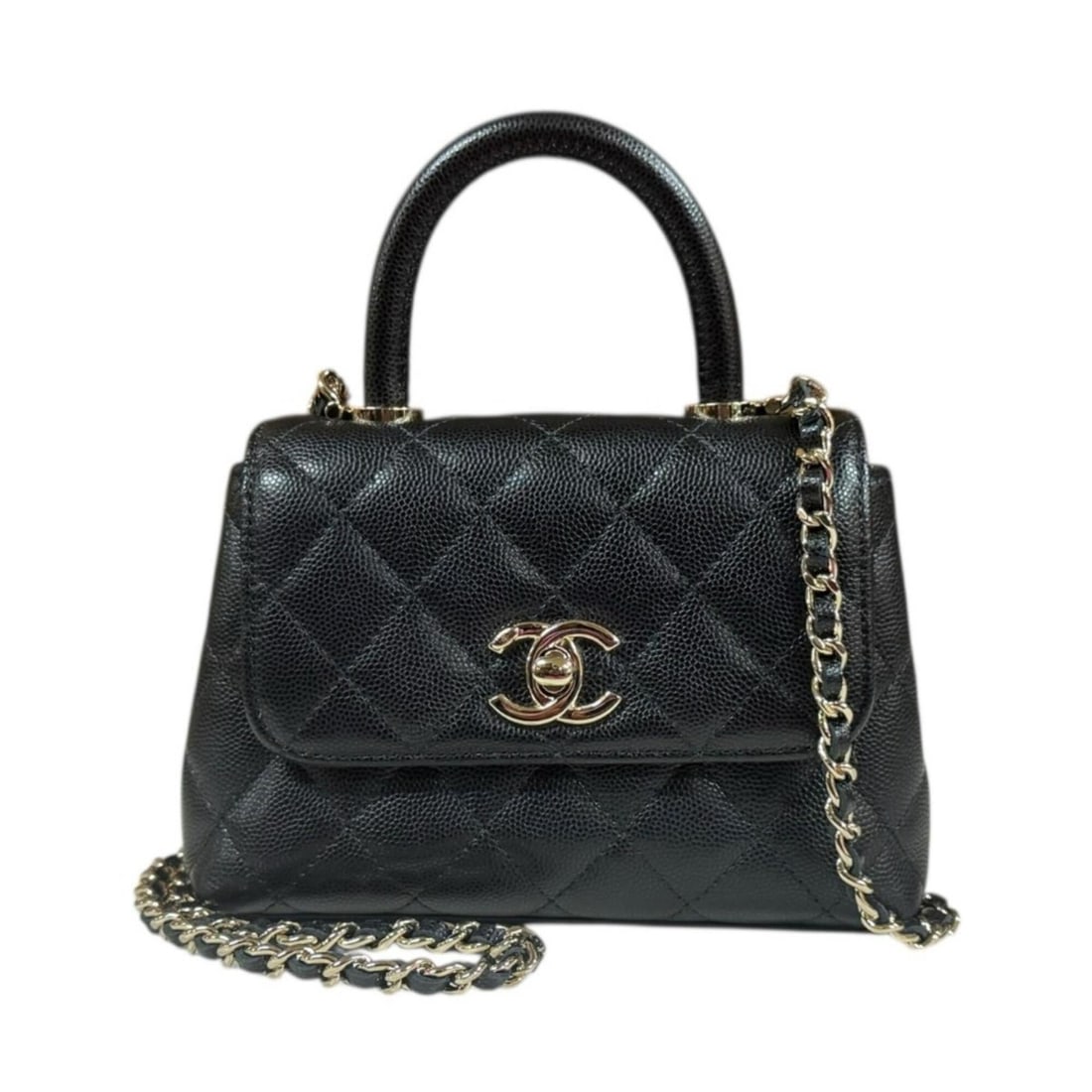 Chanel Extra Mini Coco Handle Shoulder Bag, Caviar Skin AP4244, Black, Women's, Used, Chain: --- Catalog ---Category: SizeSize (HxWxD): 11cm x 15.5cm x 4.5cm / 4.33'' x 6.1'' x 1.77''Category: DesignType: Shoulder bagColor: BlackGender: WomenMaterial: Grained Calfskin Category: GeneralMPN: AP