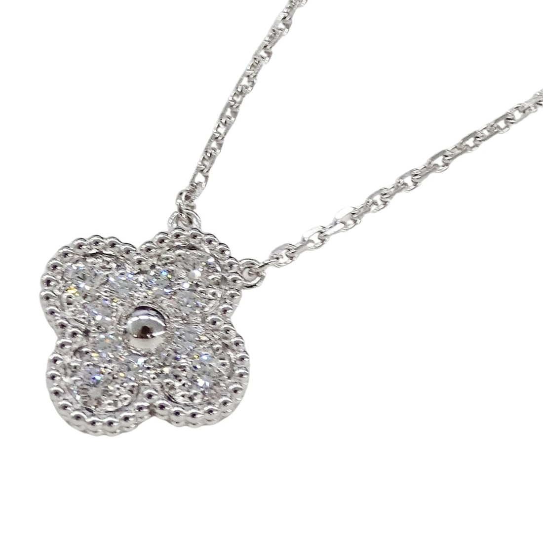 Van Cleef & Arpels Vintage Alhambra Necklace for Women, 750WG White Gold with Diamonds, Polished. (1 of 14)