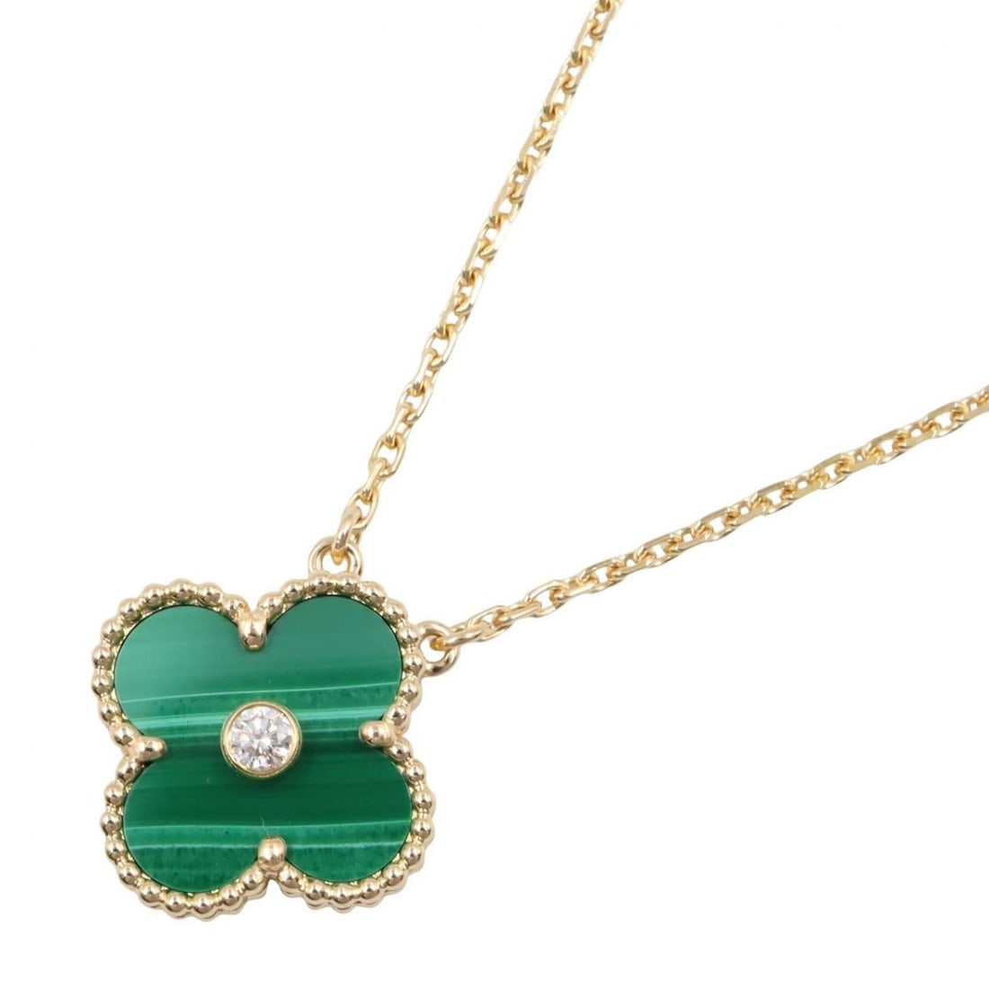 Van Cleef & Arpels Vintage Alhambra Malachite 1PD Necklace - 18K (Yellow Gold) with Diamond and (1 of 14)
