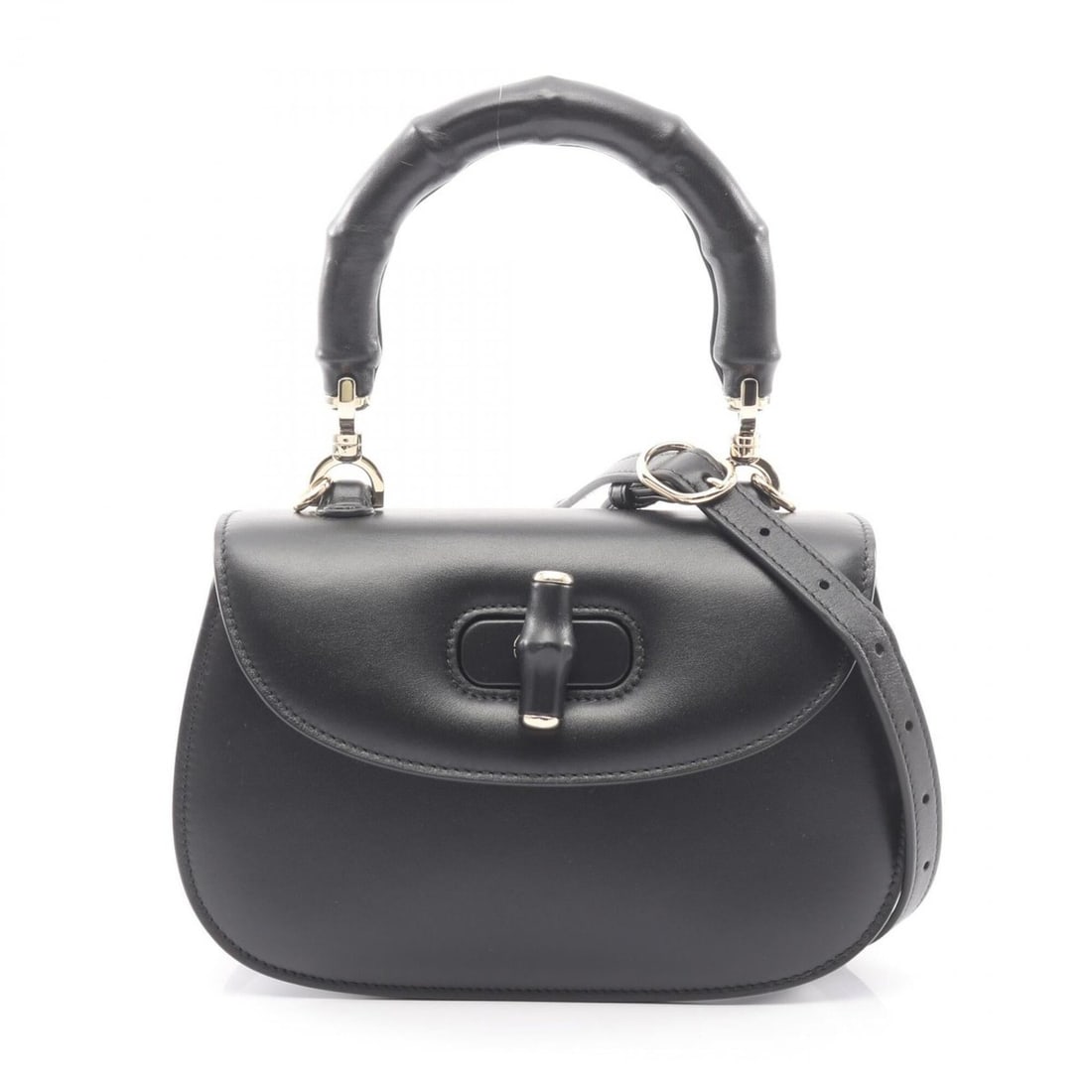 Gucci Bamboo 1947 Small 2-Way Handbag, Leather, Women's, Black, 827815 (1 of 17)