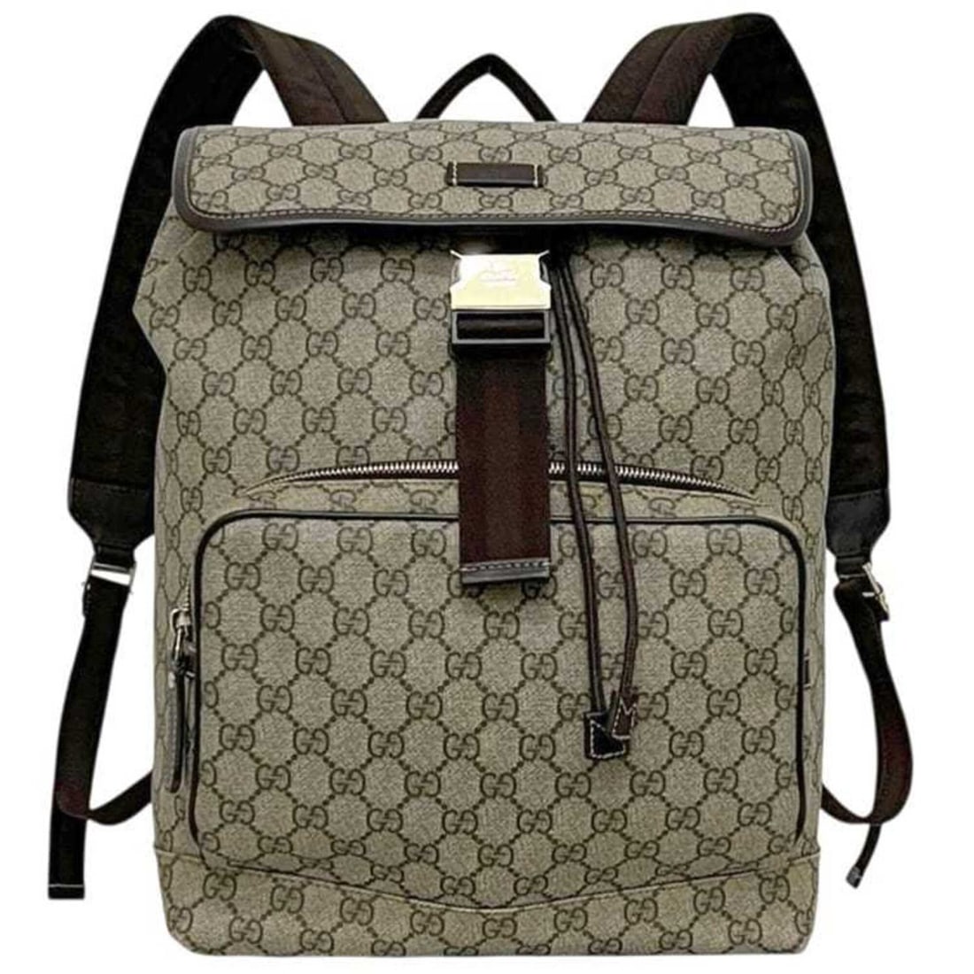 Gucci backpack ec-25347 beige GG Supreme 246103 PVC leather 002123 GUCCI flap men's women's brown (1 of 13)