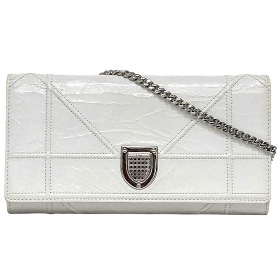 Christian Dior Shoulder Wallet f-25344 White Diorama Chain Leather 03-MA-1106 Flap Stitch Crossbody: --- Catalog ---Category: SizeSize (HxWxD): 11.5cm x 21.2cm x 3.5cm / 4.52'' x 8.34'' x 1.37''Category: DesignType: Shoulder bagColor: WhiteGender: WomenMaterial: Leather Category: GeneralBrand: Christ