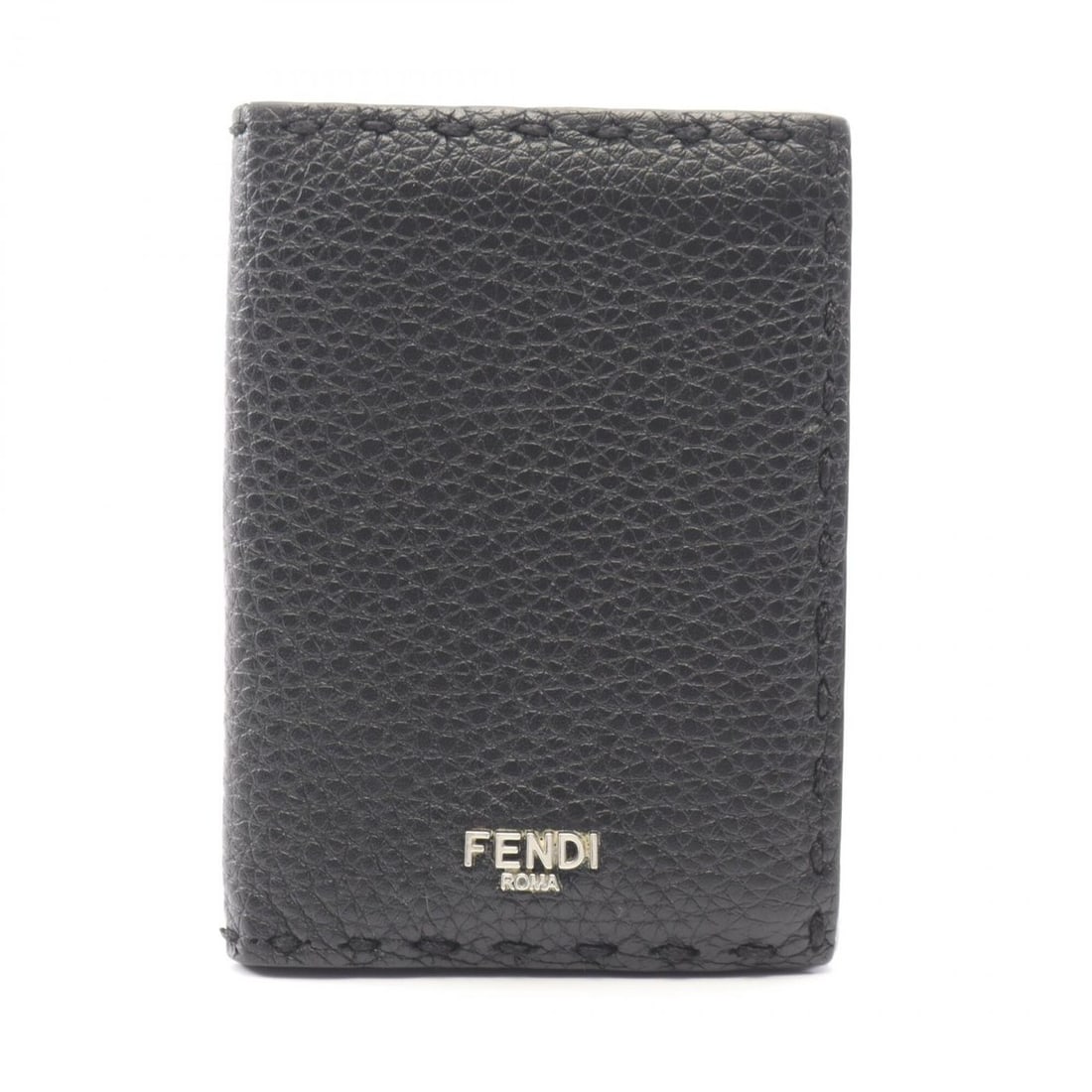 Fendi logo business card holder/card case, leather accessory, men's, black.: --- Catalog ---Category: DesignType: Card caseColor: BlackGender: MenMaterial: Leather Category: GeneralBrand: FendiCategory: Physical PropertiesSize (HxWxD): 11cm x 8cm x 1.5cm / 4.33'' x 3.14'' x 0.