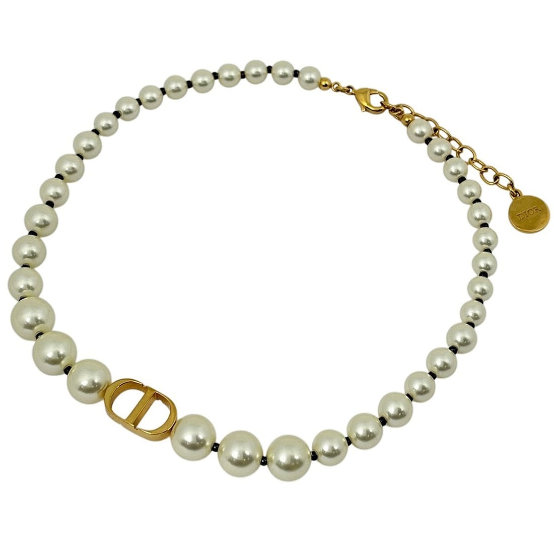 Christian Dior Logo Faux Pearl Necklace CD Choker GP White Women's: --- Catalog ---Category: SizeNeck Circumference: 38.5 cm / 15.15''Category: DesignColor: WhiteGender: WomenNecklace Type: NecklaceCategory: GeneralBrand: Christian Dior--- Item List ---Section: Condit