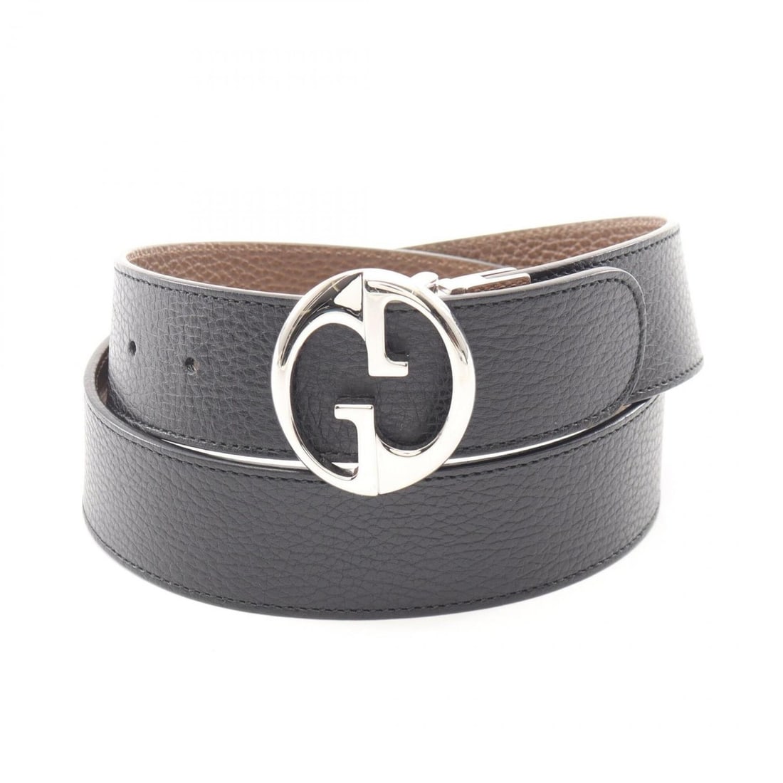 Gucci GG buckle reversible belt with silver hardware, leather, men's, black/gray, 449715: --- Catalog ---Category: SizeWidth: 4cm / 1.57''Length: 80cm - 90cm / 31.49'' - 35.43''Category: DesignType: Standard beltColor: Black, GrayGender: MenEmbellishment: AbrasionMaterial (Strap): Leather