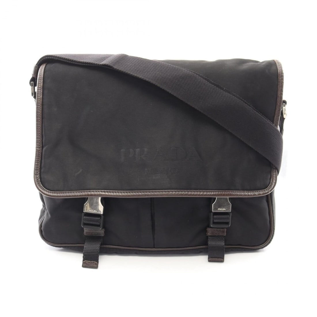 Prada PRADA Shoulder Bag Handbag Canvas Saffiano Leather Men's Women's Black Brown: --- Catalog ---Category: SizeSize (HxWxD): 24cm x 31cm / 9.44'' x 12.2''Category: DesignType: Handbag, Shoulder bagColor: Black, BrownGender: Men,WomenMaterial: Canvas , Leather Leather/Fur Type: Saff