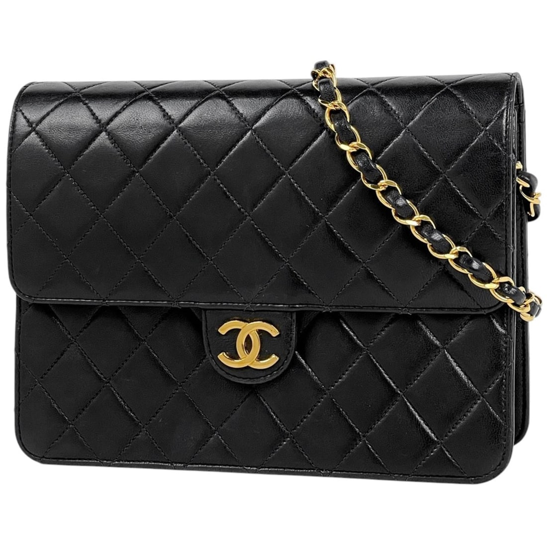 Chanel Matelassé Single Flap Chain Shoulder Bag, Coco Mark Push-Lock Leather, Black, A03569,: --- Catalog ---Category: SizeSize (HxWxD): 17cm x 22cm x 6.5cm / 6.69'' x 8.66'' x 2.55''Category: DesignType: Shoulder bagColor: BlackGender: WomenMaterial: Leather Category: GeneralMPN: A03569Brand: