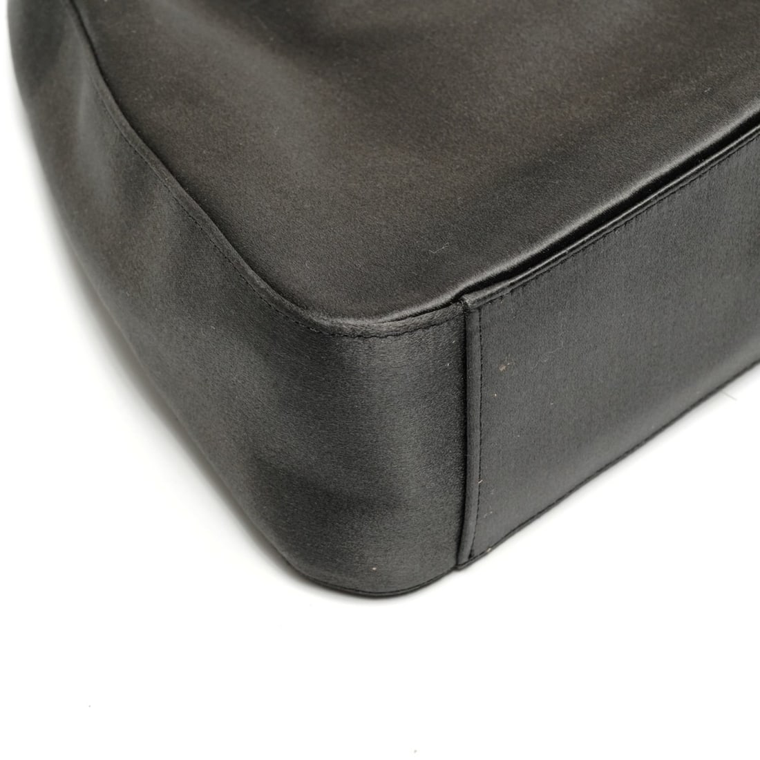 Prada Triangle Logo Satin Handbag, Black - 5