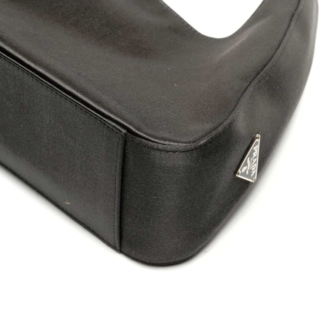 Prada Triangle Logo Satin Handbag, Black - 6