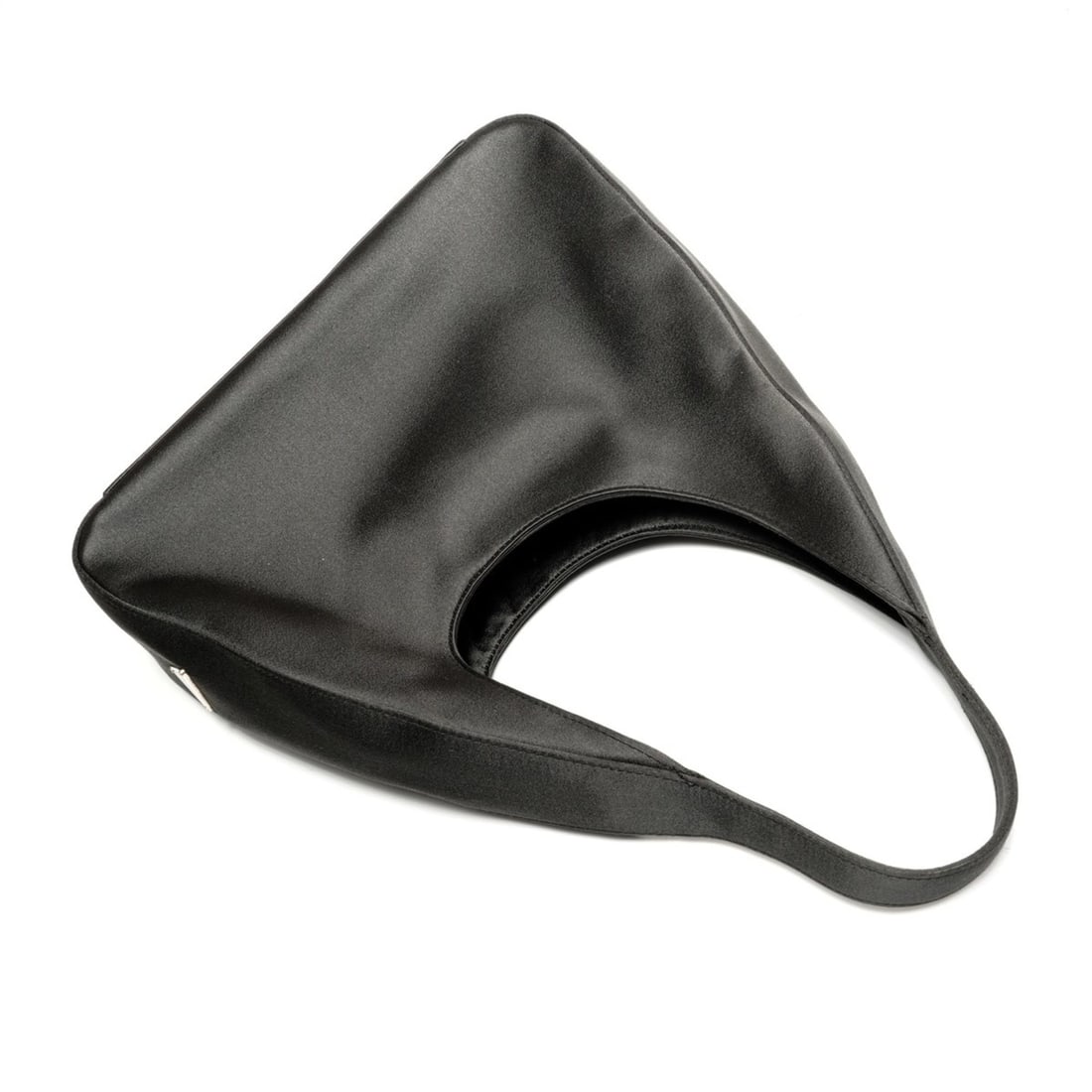 Prada Triangle Logo Satin Handbag, Black - 8