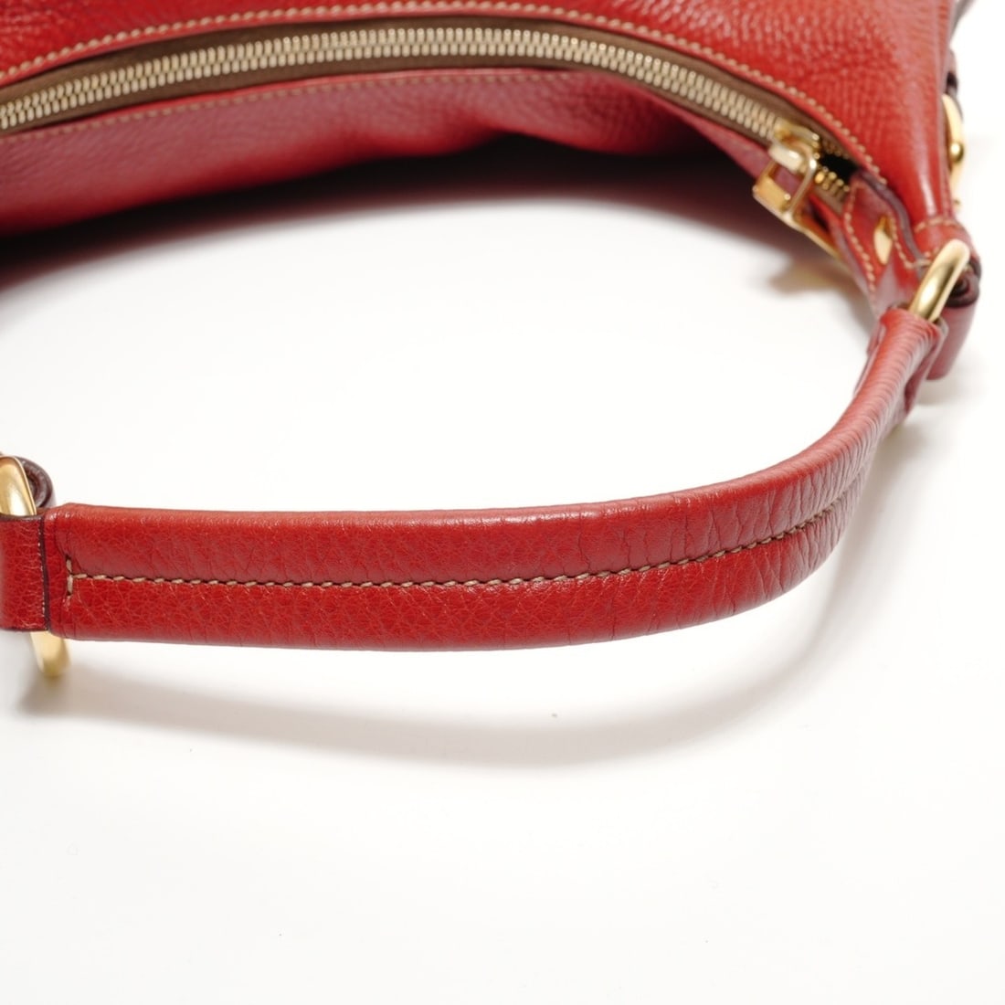 Prada leather one-shoulder bag, red. - 13