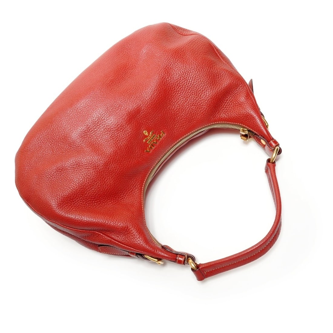 Prada leather one-shoulder bag, red. - 9