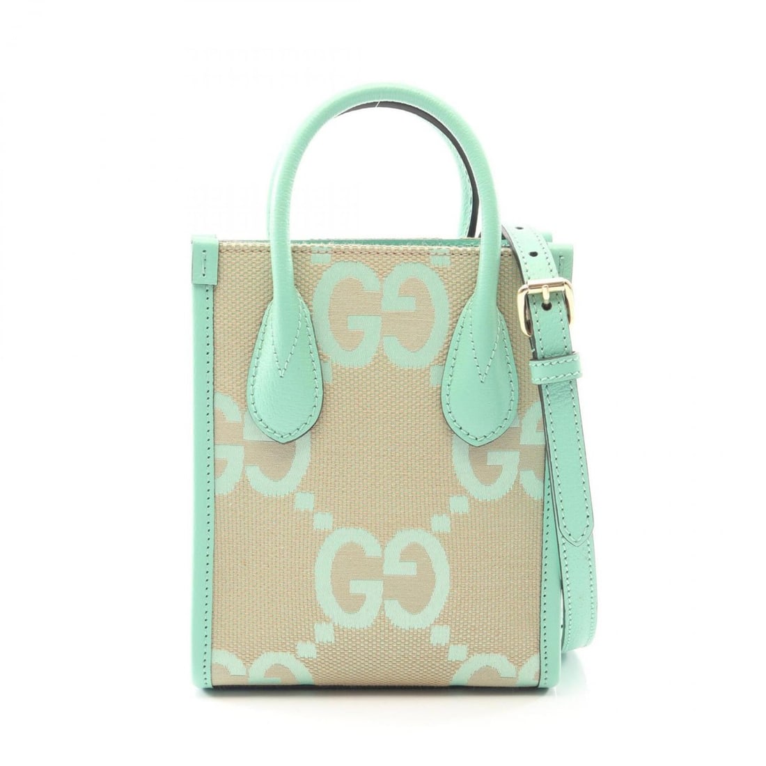 Gucci Interlocking G Jumbo GG Mini Tote Bag, 2-Way Handbag, Canvas and Leather, Women's,: --- Catalog ---Category: SizeSize (HxWxD): 19cm x 15.5cm x 6.5cm / 7.48'' x 6.1'' x 2.55''Category: DesignType: HandbagColor: Beige, GreenGender: WomenMaterial: Canvas , Leather Category: GeneralMPN: