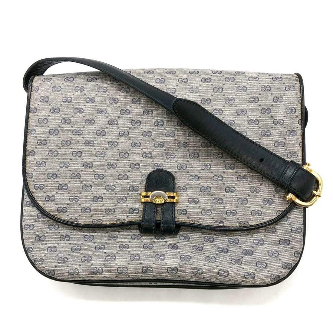 GUCCI 001 406 Micro GG Shoulder Bag, Leather, Navy, Vintage Gucci, Women's: --- Catalog ---Category: SizeSize (HxWxD): 17cm x 23cm x 3cm / 6.69'' x 9.05'' x 1.18''Category: DesignType: Shoulder bagColor: NavyGender: WomenMaterial: Micro GG leather , Leather Outer Pocket: Open