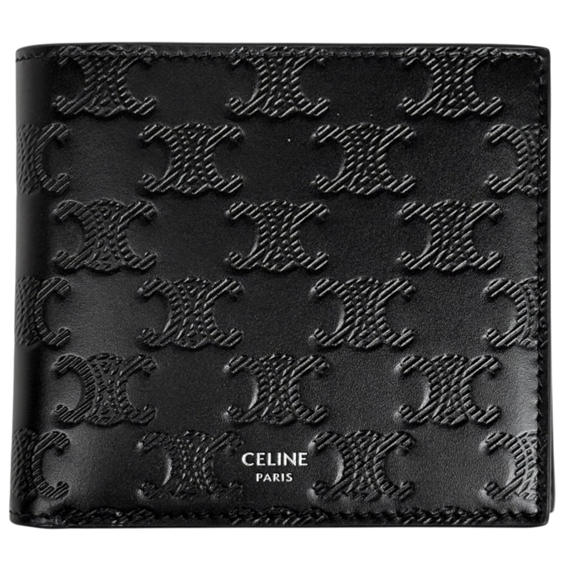 Celine Triomphe Bi-fold Wallet, Logo, Leather, Black, Men's: --- Catalog ---Category: SizeSize (HxWxD): 10cm x 11cm x 2.5cm / 3.93'' x 4.33'' x 0.98''Category: DesignType: Wallet (bi-fold)Color: BlackGender: MenMaterial: Leather Category: GeneralBrand: Celine--