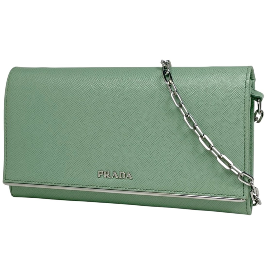 Prada PRADA Logo Chain Wallet Long Leather Green 1MT440 Women's: --- Catalog ---Category: SizeSize (HxWxD): 11cm x 20cm x 2cm / 4.33'' x 7.87'' x 0.78''Category: DesignType: Chain/Shoulder walletColor: GreenGender: WomenMaterial: Leather Category: GeneralMPN: 1MT44