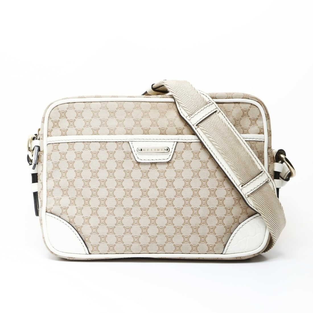 Celine Macadam Shoulder Bag, Beige: --- Catalog ---Category: SizeSize (HxWxD): 17cm x 25cm x 6cm / 6.69'' x 9.84'' x 2.36''Strap Length: 121cm - 131cm / 47.63'' - 51.57''Category: DesignType: Shoulder bagColor: BeigeGender: WomenCategor