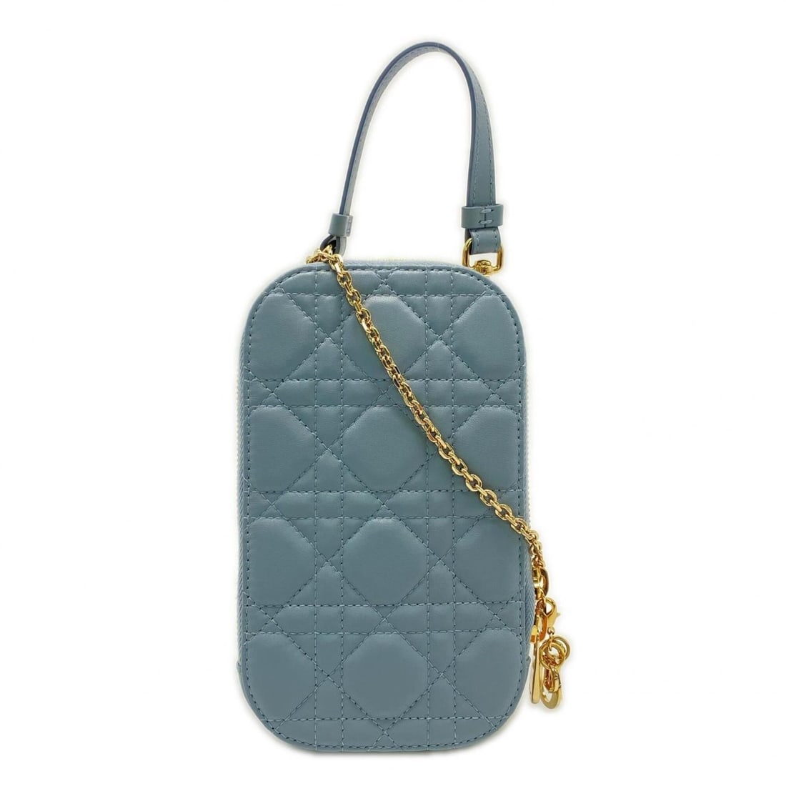 Christian Dior Cannage Lambskin Lady Call'in Phone Holder S0872ONMJ_M81B 2-way Shoulder Bag Blue: --- Catalog ---Category: SizeSize (HxWxD): 18cm x 10.5cm x 2.5cm / 7.08'' x 4.13'' x 0.98''Strap Length: 120cm / 47.24''Handle Length: 19cm / 7.48''Category: DesignType: Shoulder bagColor: BlueGender: