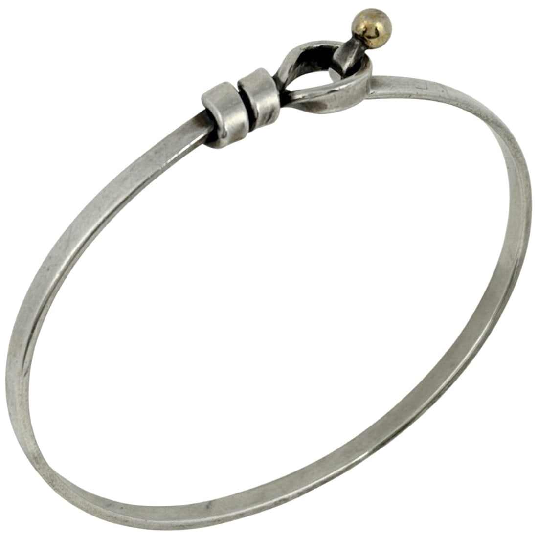 Tiffany & Co. Hook Eye Bangle Bracelet, Love Knot Bangle, Sterling Silver 925/750, Silver, Women's: --- Catalog ---Category: SizeLength: 16.5cm / 6.49''Category: DesignType: BangleColor: SilverGender: WomenMaterial: Silver 925Category: GeneralBrand: Tiffany--- Item List ---Section: ConditionRanking: