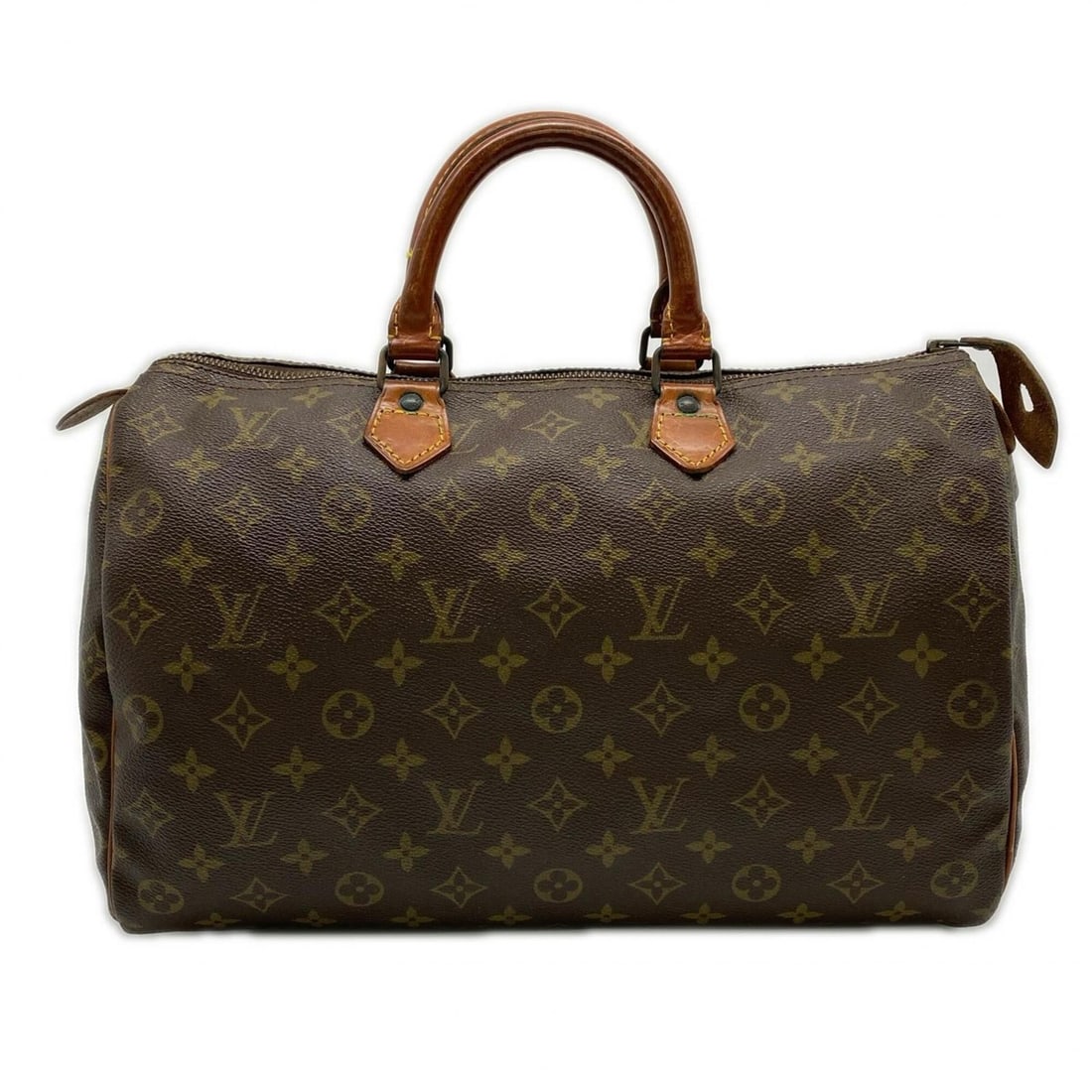 LOUIS VUITTON Louis Vuitton Monogram Canvas Speedy 35 M41524 Handbag Brown Coated Leather Women's (1 of 16)