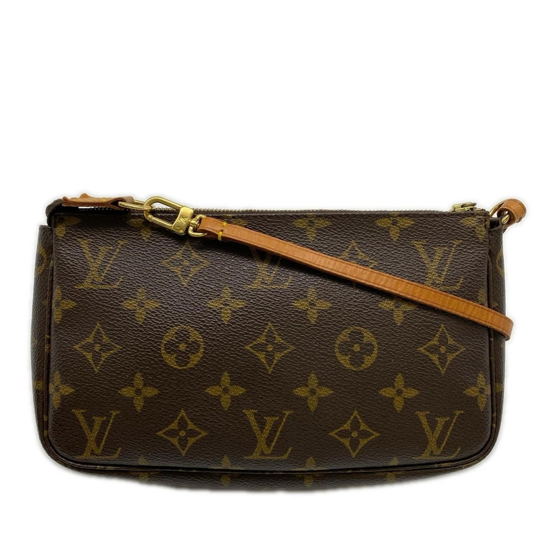 LOUIS VUITTON Louis Vuitton Monogram Canvas Pochette Accessoires M51980 Pouch Brown Coated Leather: --- Catalog ---Category: SizeSize (HxWxD): 13.5cm x 21cm x 3cm / 5.31'' x 8.26'' x 1.18''Category: DesignType: Pochette, PouchColor: BrownGender: WomenClosure: ZipperMaterial: Coated canvas , Leather