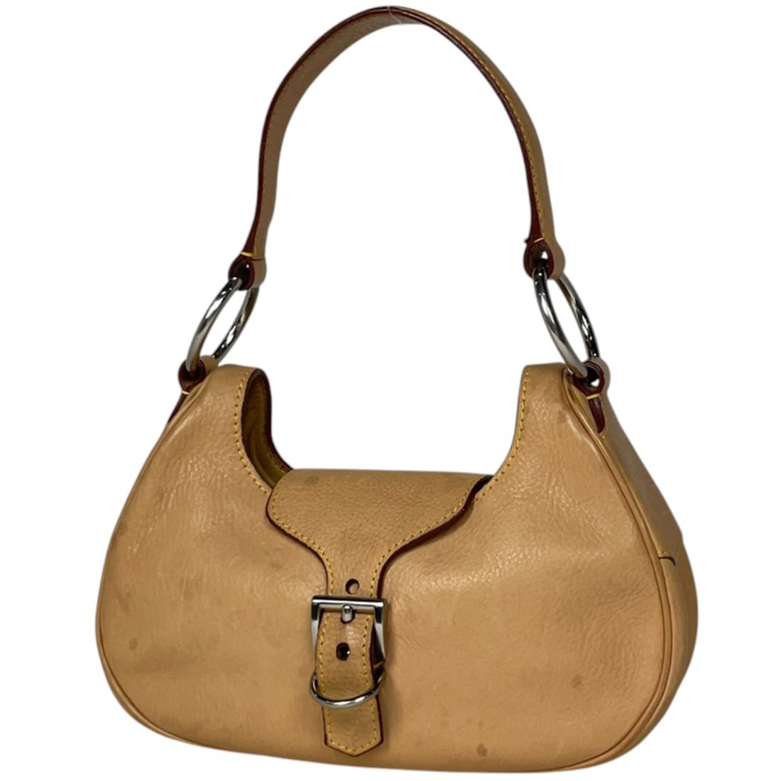 Prada PRADA Logo Handbag Leather Beige Women's (1 of 19)