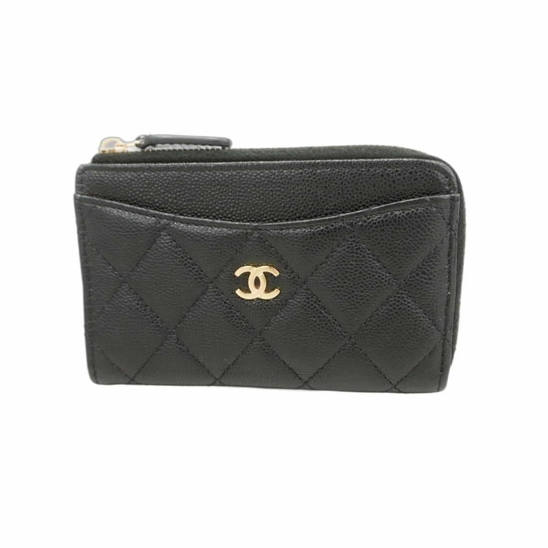 Chanel Matelassé Caviar Leather Wallet/Coin Case, Black, Women's: --- Catalog ---Category: SizeSize (HxWxD): 8.5cm x 13cm x 1.5cm / 3.34'' x 5.11'' x 0.59''Category: DesignType: Coin purse/coin caseColor: BlackGender: WomenMaterial: Grained Calfskin Category: Genera