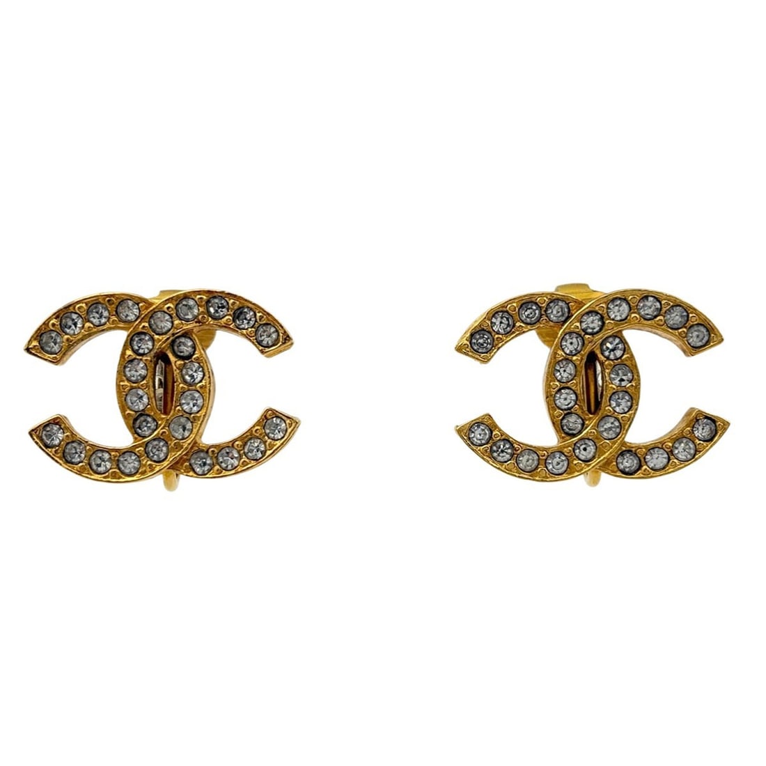 Chanel Coco Mark Rhinestone Earrings, GP Gold, Women's: --- Catalog ---Category: SizeSize (HxWxD): 1.50mm x 2.20mm / 0.06'' x 0.09''Category: DesignType: Clip earringsColor: GoldGender: WomenMaterial: Gold platingCategory: GeneralBrand: Chanel--- Item List