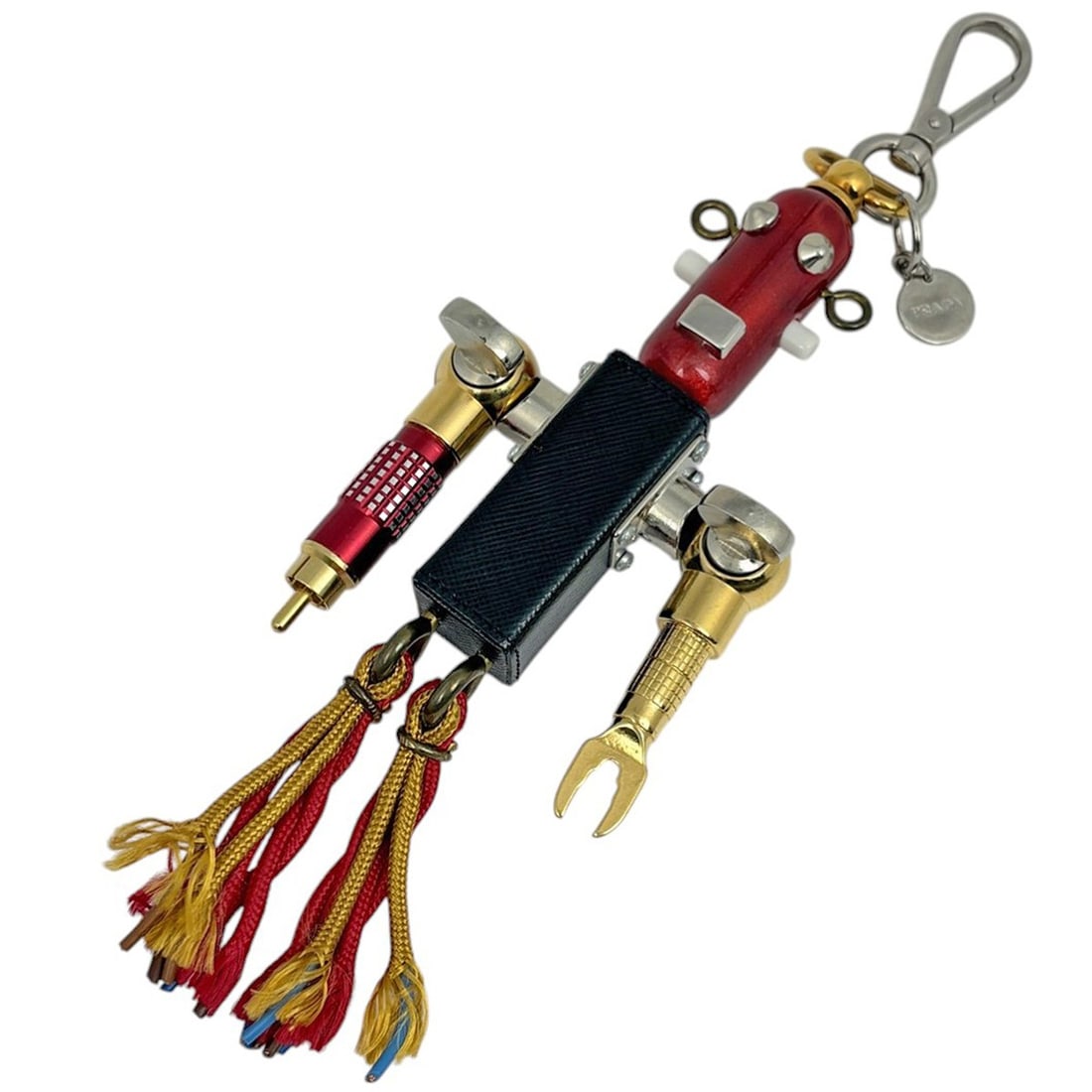 Prada robot motif bag charm key ring keychain leather GP red black multicolor women's (1 of 18)