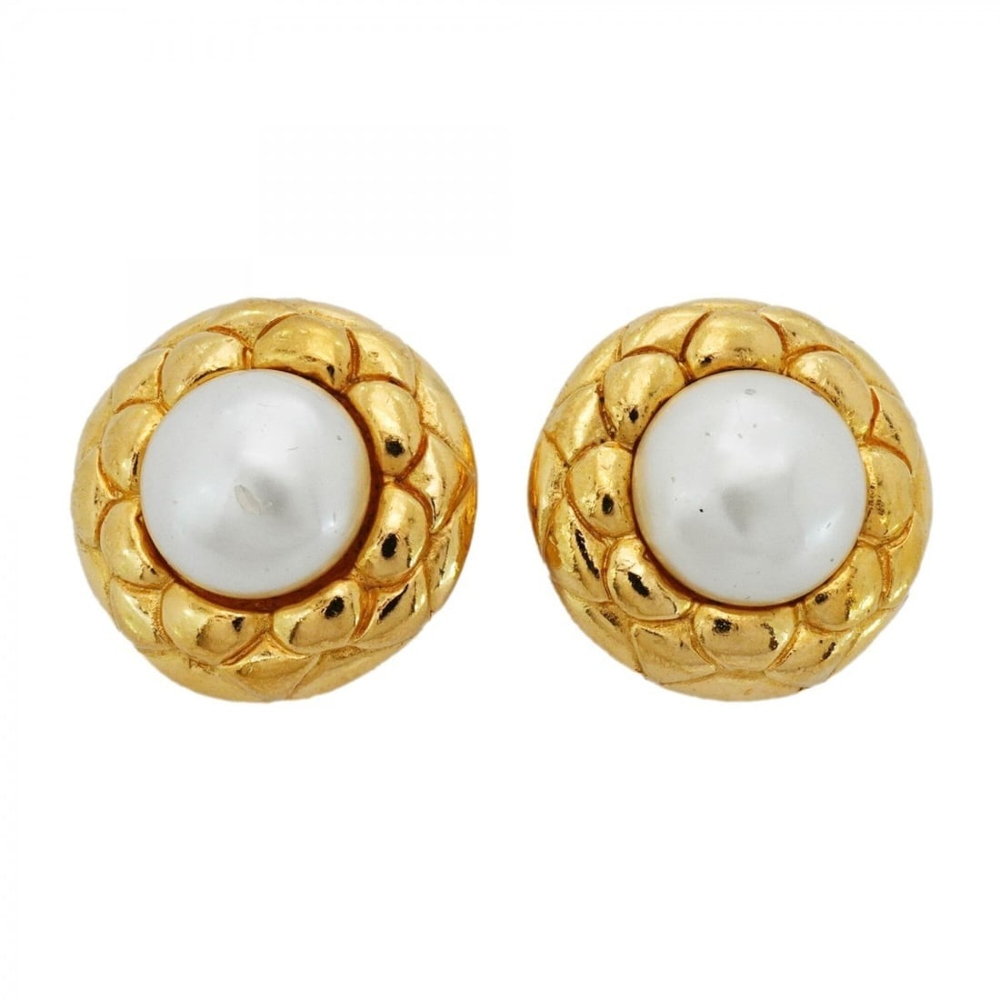 Chanel Earrings, GP Plated, Faux Pearl, Gold, Women's (1 of 10)