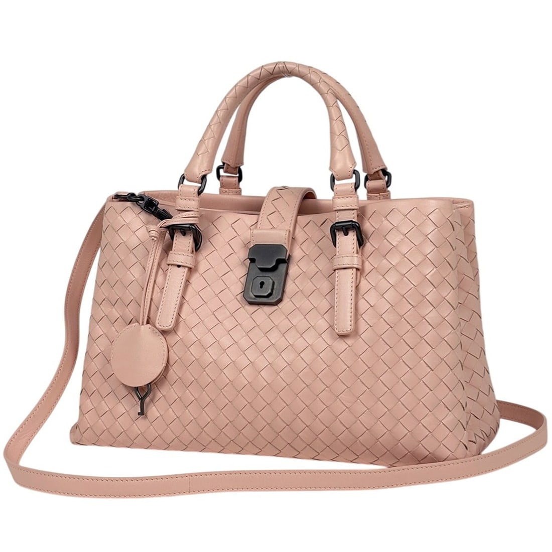 Bottega Veneta Intrecciato Small Roma Bag, 2-Way Shoulder Bag/Handbag, Leather, Pink, Women's (1 of 18)