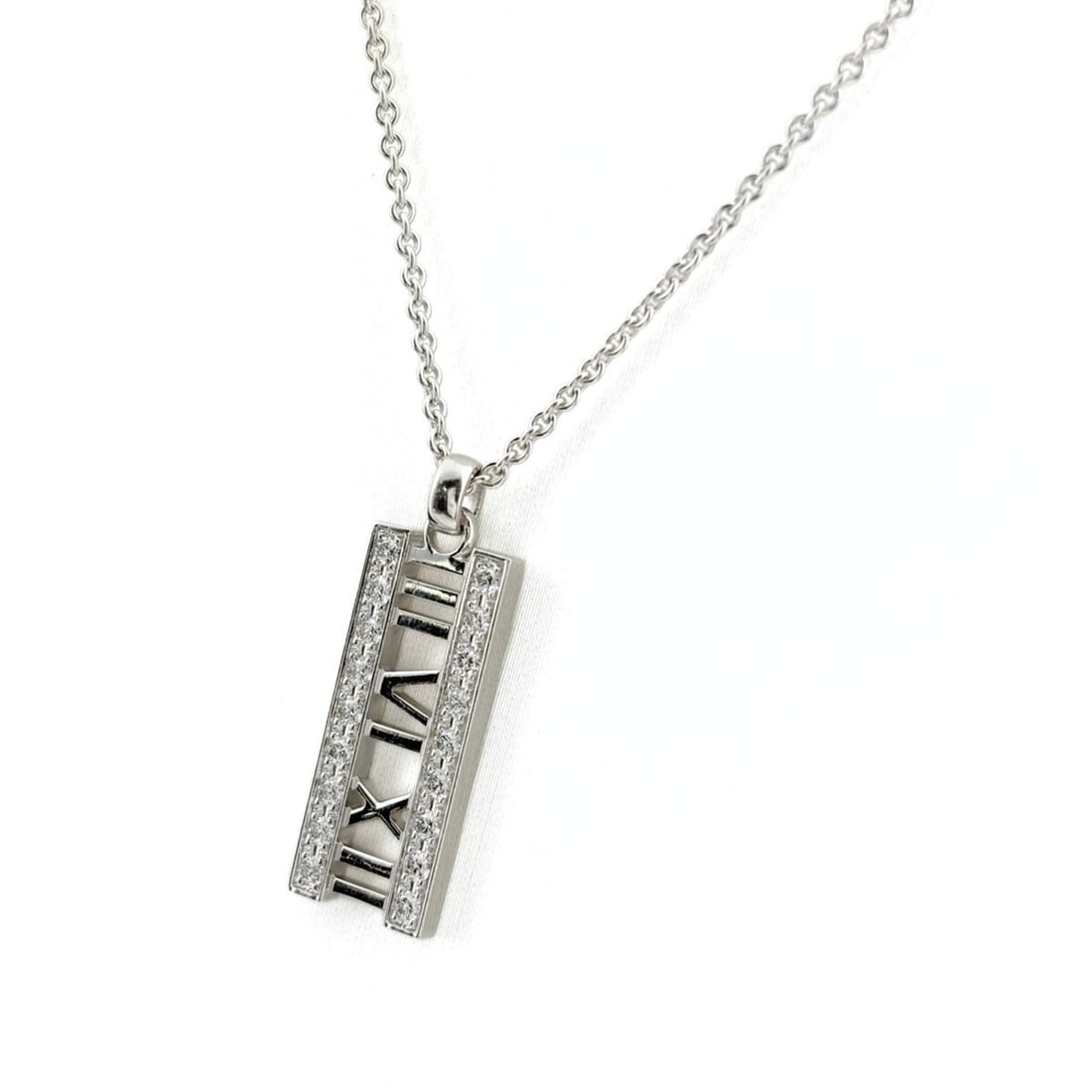 Tiffany & Co. Atlas Diamond Necklace, Melee Pendant 750 Diamond, Women's (1 of 17)