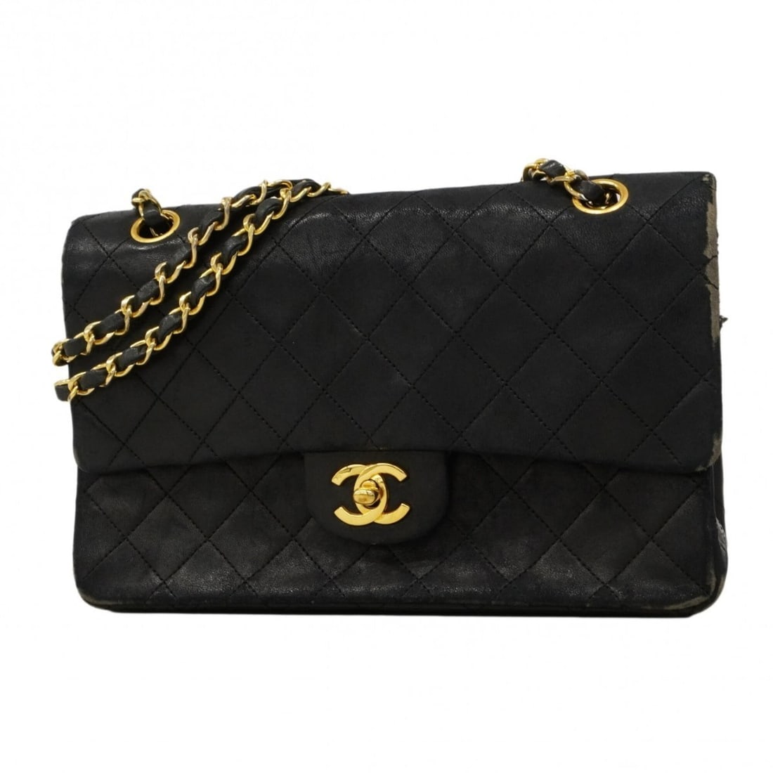 Chanel Matelassé Shoulder Bag, Double Flap, Chain, Lambskin, Black, Women's: --- Catalog ---Category: SizeSize (HxWxD): 18cm x 25cm x 7cm / 7.08'' x 9.84'' x 2.75''Category: DesignType: Shoulder bagColor: BlackGender: WomenMaterial: Leather Hardware Color: GoldLeather/Fur Type