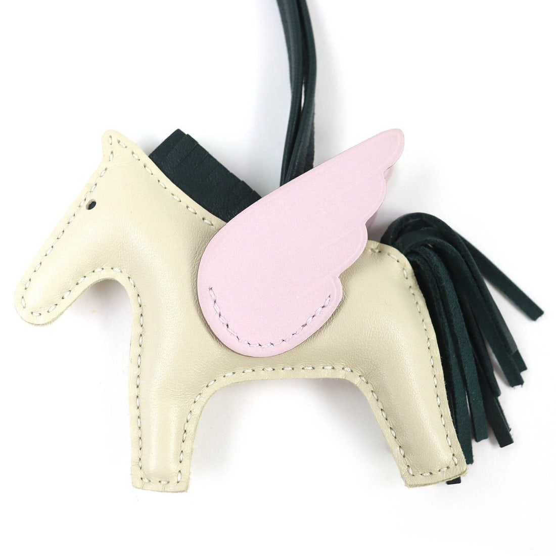 HERMES Rodeo Charm Pegasus PM Agneau Milo Swift Leather Craie Mauve Pere Vert Cypres Bag U Stamp (1 of 8)