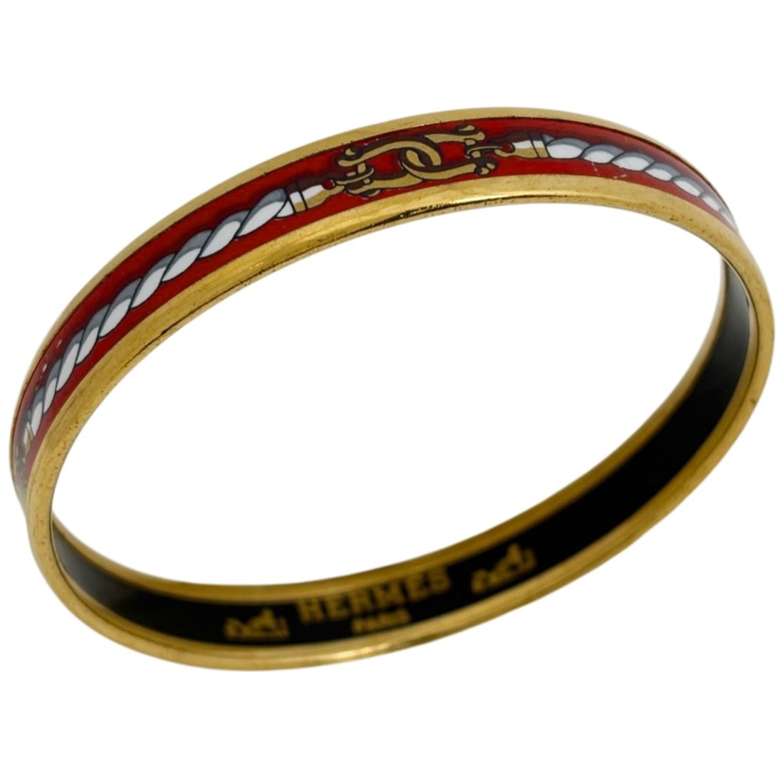 Hermes HERMES Email PM Bracelet, Cloisonné Enamel Bangle, GP Red Gold, Women's: --- Catalog ---Category: SizeWidth: 19.5cm / 7.67''Category: DesignType: BangleColor: Red colorGender: WomenCategory: GeneralBrand: Hermes--- Item List ---Section: ConditionRanking: Rank B Used - Trac