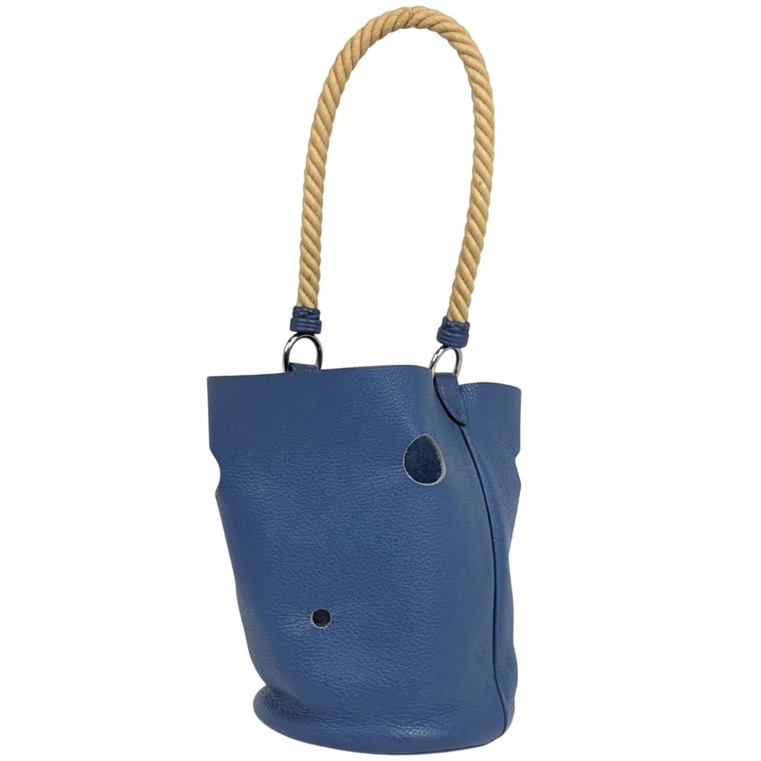 Hermes Mainjoir PM Bucket Handbag, Taurillon Clemence Leather, Blue, Women's. (1 of 8)