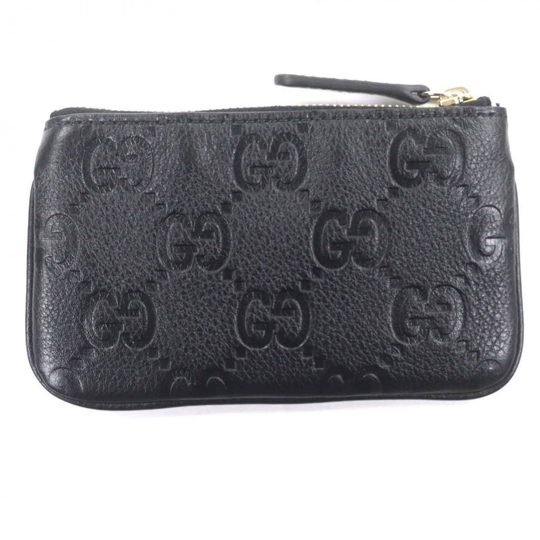 GUCCI 815891 Leather Key Pouch/Wallet/Coin Case, Black with Gold Hardware, Comes Box and Dust Bag, (1 of 14)