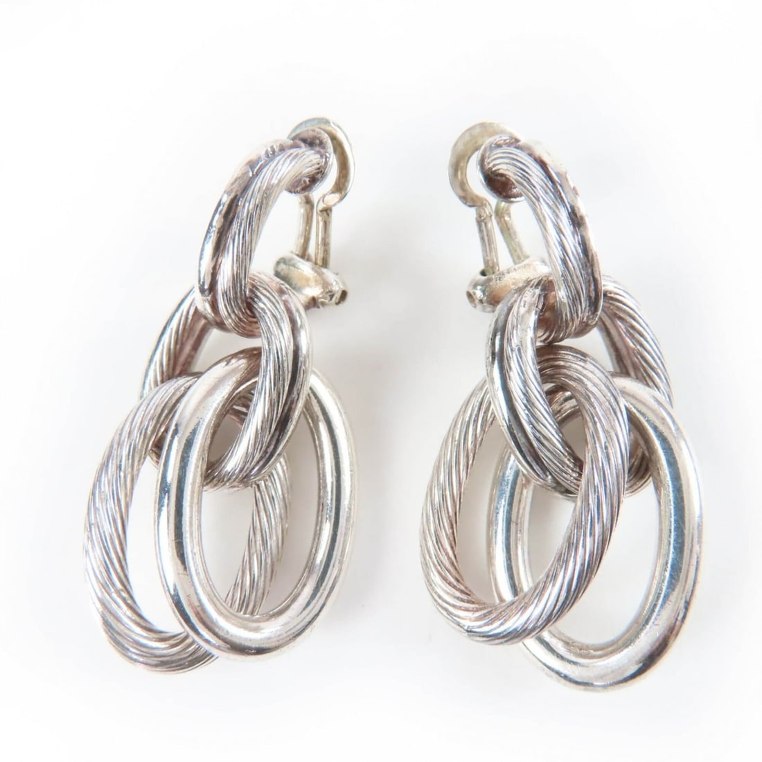 HERMES Vintage Destrières Earrings, 925 Sterling Silver, Weight 25.9g, Women's. (1 of 11)