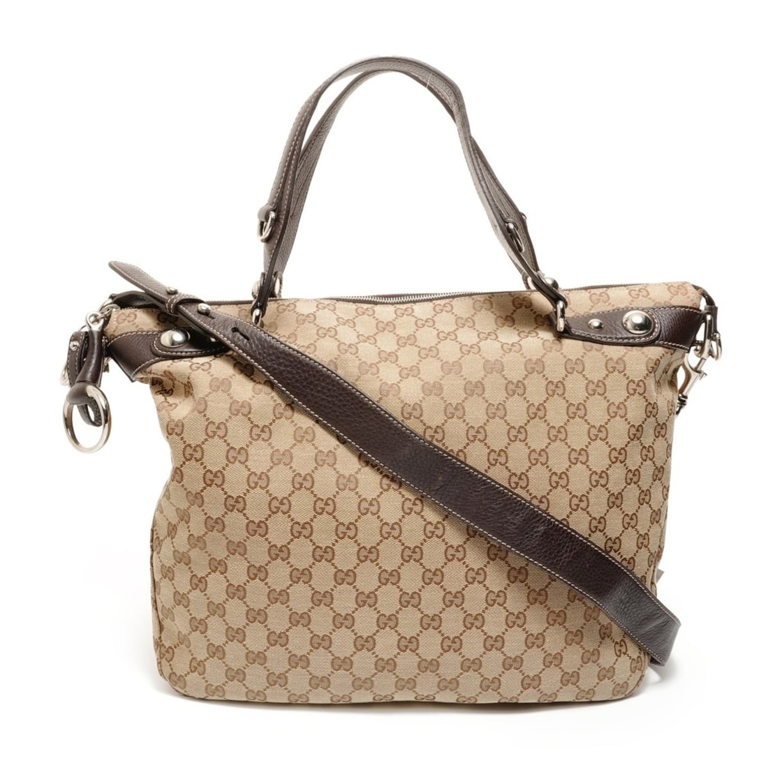 Gucci GG Canvas 2-Way Tote Bag, Brown: --- Catalog ---Category: SizeHandle Drop: 15.00cm / 5.91''Size (HxWxD): 33cm x 46cm x 12cm / 12.99'' x 18.11'' x 4.72''Strap Length: 98cm - 110cm / 38.58'' - 43.3''Category: DesignType: Tote bagColor: