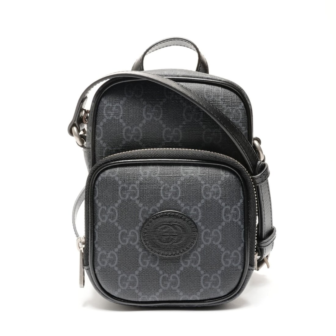 Gucci GG Supreme Interlocking G Shoulder Bag, Black: --- Catalog ---Category: SizeHandle Drop: 3.00cm / 1.18''Size (HxWxD): 17cm x 12cm x 7cm / 6.69'' x 4.72'' x 2.75''Strap Length: 114cm - 120cm / 44.88'' - 47.24''Category: DesignType: Shoulder bagColo
